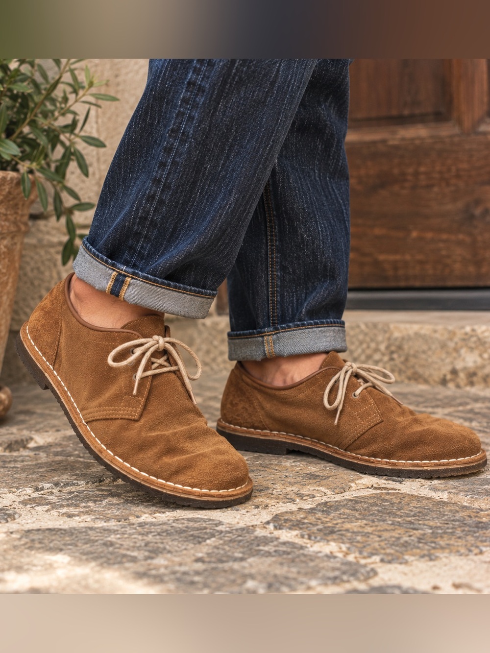 Clarks Originals Javan Suede Derby Oxford Shoes 9.5 Oak Cola Brown Crepe Sole